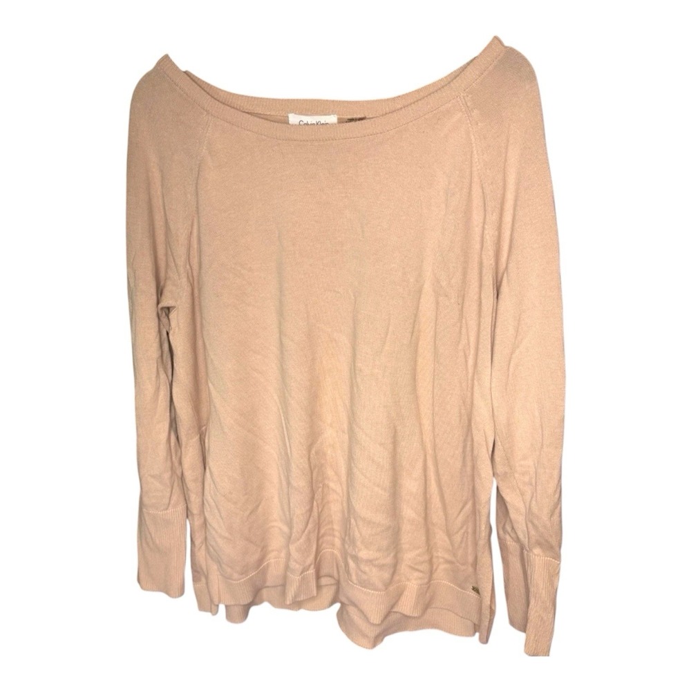 Calvin Klein Knit Light Sweater size XL Pink Peach Stretch Casual